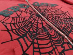 [On Sale] 1:1 Top Quality Red Hood Rivet Chenille Spider Web Full Zip Hoodie