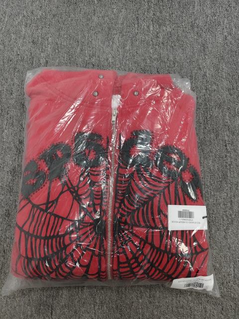 [On Sale] 1:1 Top Quality Red Hood Rivet Chenille Spider Web Full Zip Hoodie