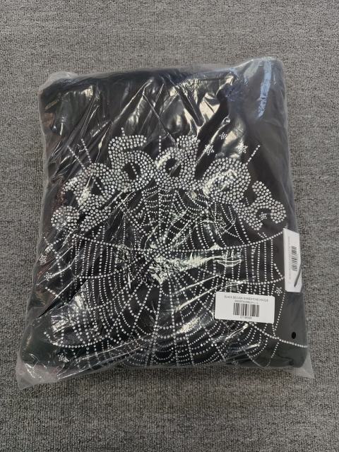 [On Sale] 1:1 Top Quality Black Full Crystal Rhinestone Spider Web Star Pullover Hoodie