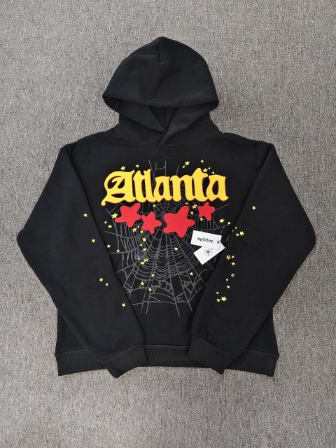 [On Sale] 1:1 Top Quality Black Atlanta Star Spider Web Hoodie