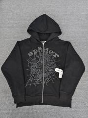 [On Sale] 1:1 Top Quality Black Tonal Grey Spider Web Full Zip Hoodie Jacket