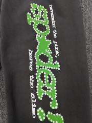 [ON SALE] Charcoal Grey Green Rhinestone Vertical Jogger Sweat Pants