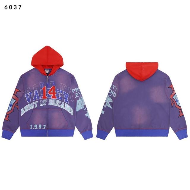 Valley Forever Color Block Purple Hood Zip Up Jacket