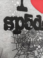 [On Sale] 1:1 Top Quality Heather Grey I Love Sp5der Heart Spider Web Pullover Hoodie