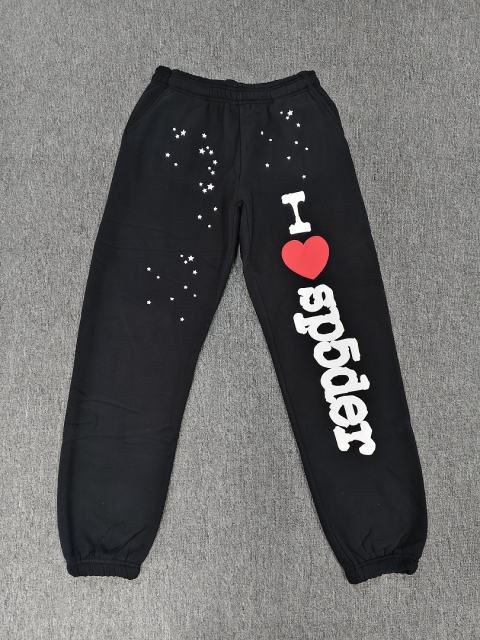 [ON SALE] Black Vertical I Love Sp5der Red Heart Jogger Sweat Pants