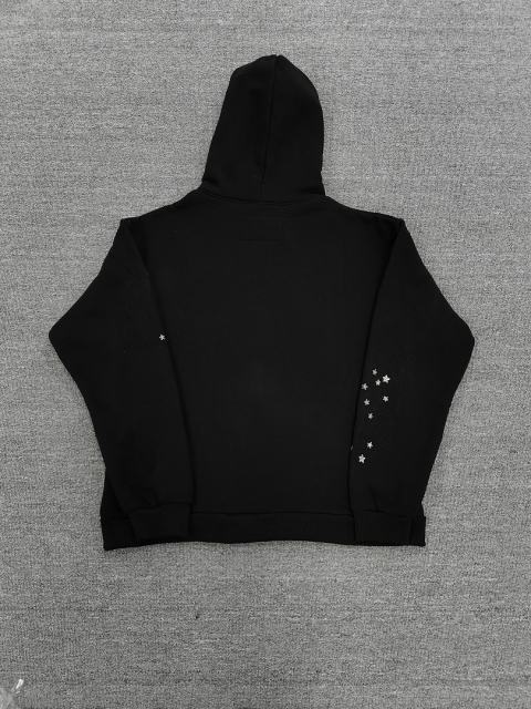 [On Sale] 1:1 Top Quality Black Full Crystal Rhinestone Spider Web Star Pullover Hoodie