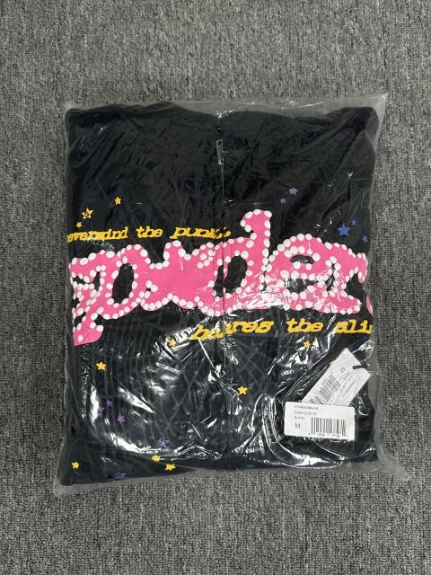 [On Sale] 1:1 Top Quality Black Pink Dot Outline Spider Web Full Zip Hoodie Jacket