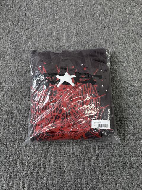 [On Sale] 1:1 Top Quality Dark Grey Red Spider Web White Star Pullover Hoodie