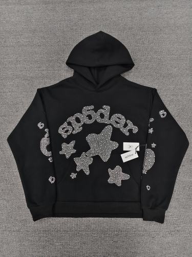 [On Sale] 1:1 Top Quality Black Full Rhinestone Star Arch Pullover Hoodie