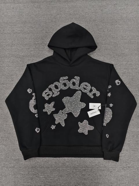 [On Sale] 1:1 Top Quality Black Full Rhinestone Star Arch Pullover Hoodie