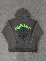 Spider Web Green Fonts Hoodie Pants Tracksuit Gray
