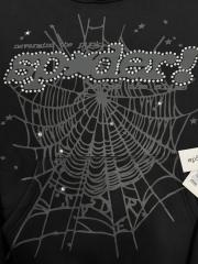 [On Sale] 1:1 Top Quality Black Rhinestone Grey Spider Web Star Pullover Hoodie