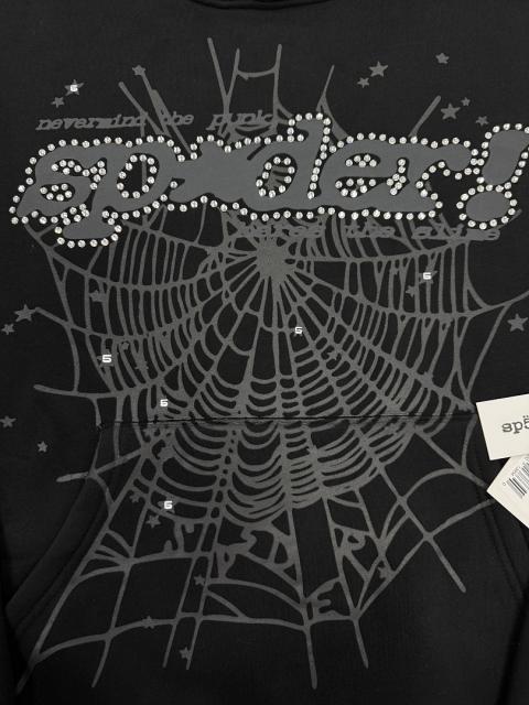 [On Sale] 1:1 Top Quality Black Rhinestone Grey Spider Web Star Pullover Hoodie