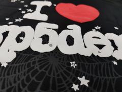 [On Sale] 1:1 Top Quality Black White I Love Sp5der Red Heart Spider Web Star Pullover Hoodie