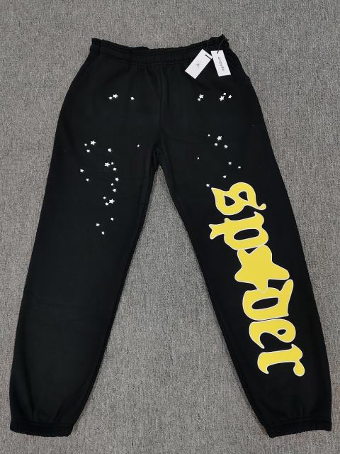 [ON SALE] Black Vertical Yellow Star-Integrated Logo Jogger Sweat Pants