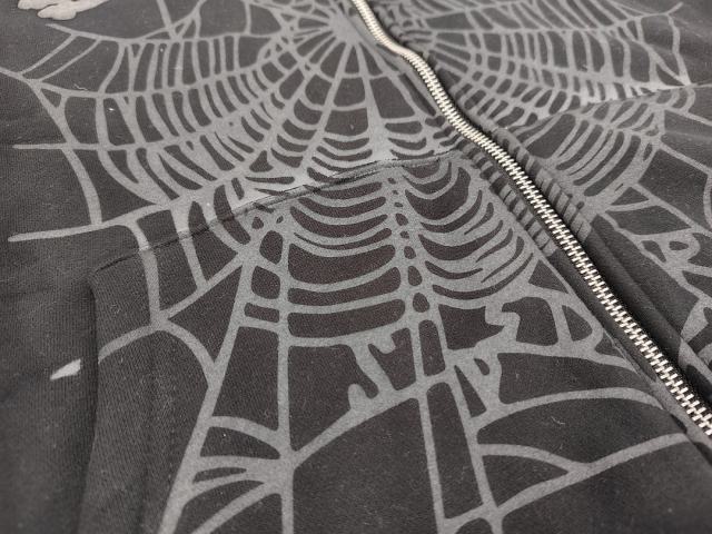 [On Sale] 1:1 Top Quality Black Tonal Grey Spider Web Full Zip Hoodie Jacket