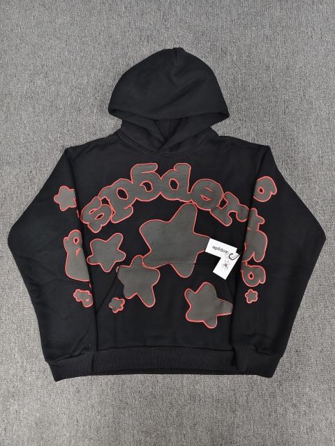 [On Sale] 1:1 Top Quality Black Red Outline Bubble Star Pullover Hoodie