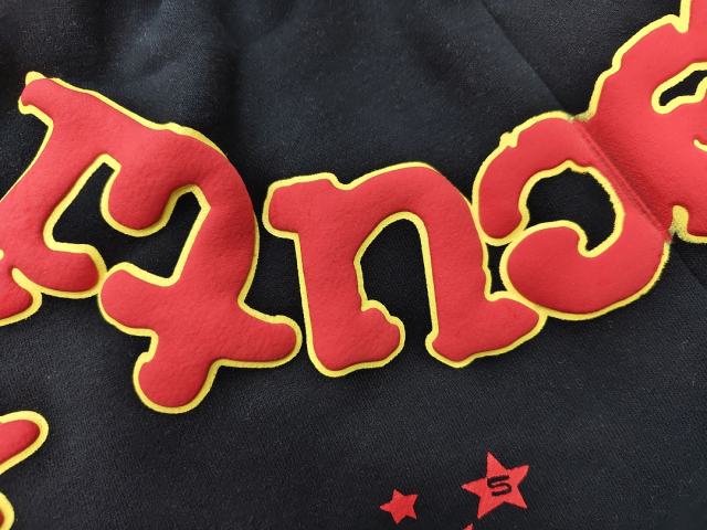 Black Red Outline Bubble Star Letter Sweat Shorts