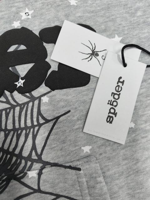 [On Sale] 1:1 Top Quality Heather Grey I Love Sp5der Heart Spider Web Pullover Hoodie