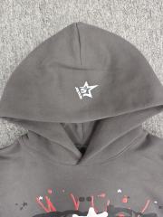 [On Sale] 1:1 Top Quality Dark Grey Red Spider Web White Star Pullover Hoodie