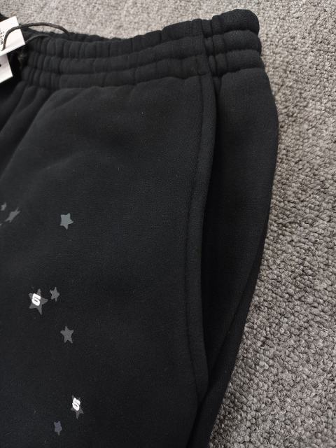 [ON SALE] Black Rhinestone Grey Slogan Star Wide Leg Pants