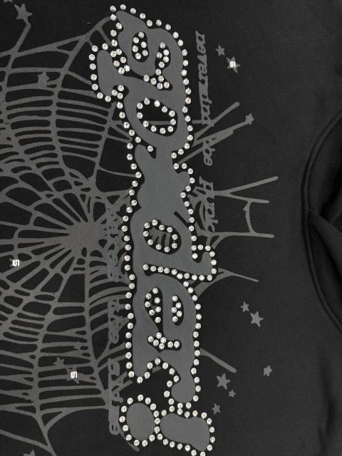 [On Sale] 1:1 Top Quality Black Rhinestone Grey Spider Web Star Pullover Hoodie
