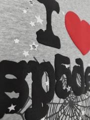 [On Sale] 1:1 Top Quality Heather Grey I Love Sp5der Heart Spider Web Pullover Hoodie