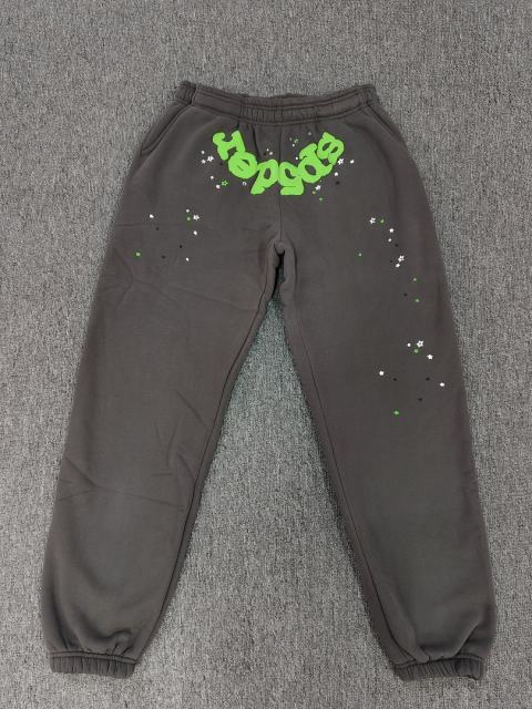 Spider Web Green Fonts Hoodie Pants Tracksuit Gray