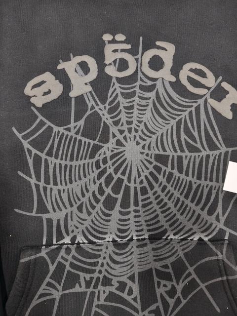[On Sale] 1:1 Top Quality Black Tonal Grey Spider Web Pullover Hoodie