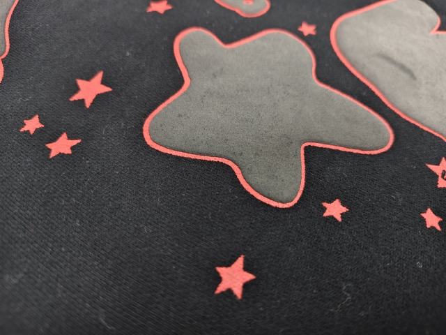 Black Red Outline Bubble Star Sweat Shorts