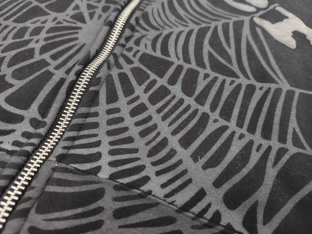 [On Sale] 1:1 Top Quality Black Tonal Grey Spider Web Full Zip Hoodie Jacket