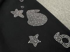 [ON SALE] Black Full Rhinestone Star Reverse Arch Jogger Sweat Pants