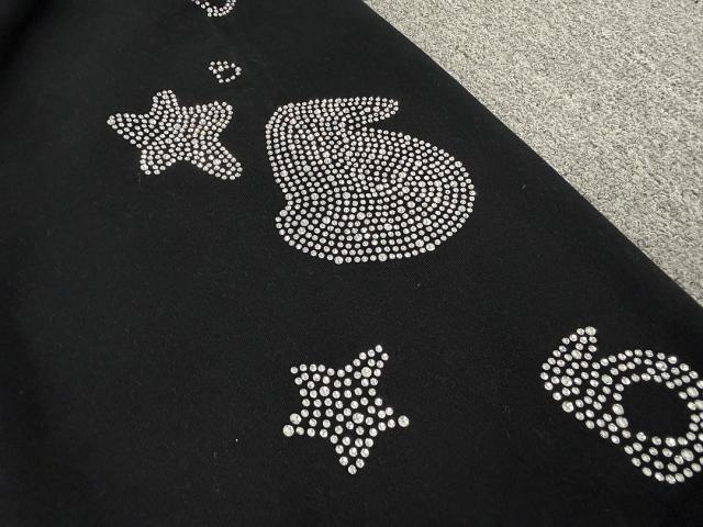 [ON SALE] Black Full Rhinestone Star Reverse Arch Jogger Sweat Pants