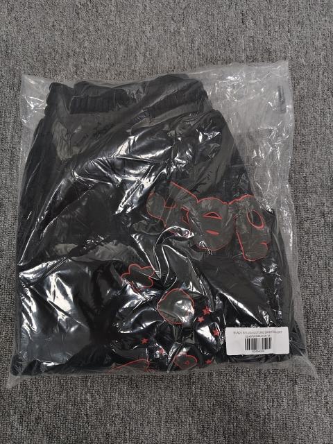 Black Red Outline Bubble Star Sweat Shorts