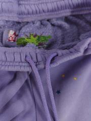 [ON SALE] Lavender Purple Vertical Rhinestone Sp5der Slogan Multi-Color Star Jogger Sweat Pants