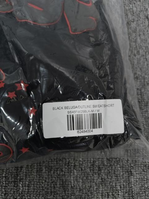Black Red Outline Bubble Star Sweat Shorts