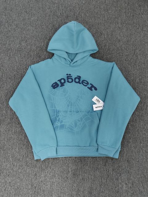 [On Sale] 1:1 Top Quality Light Blue Tonal Gradient Spider Web Pullover Hoodie