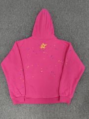 [On Sale] 1:1 Top Quality Rhinestone Dual Yellow Slogan Spider Web Multi-Color Star Pullover Hoodie