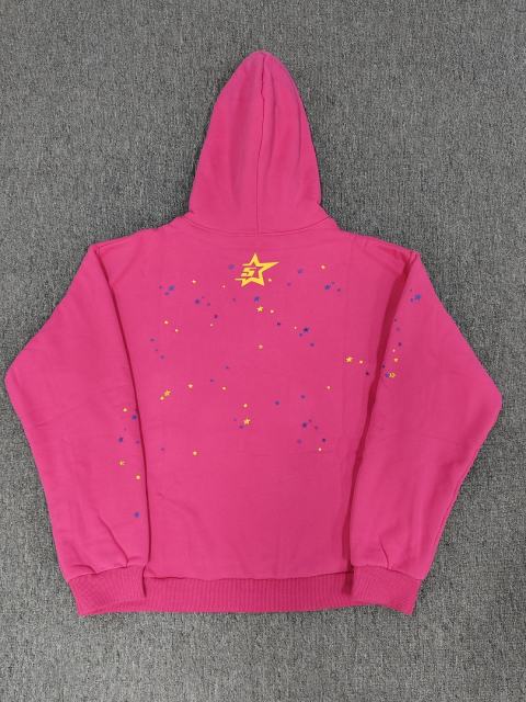 [On Sale] 1:1 Top Quality Rhinestone Dual Yellow Slogan Spider Web Multi-Color Star Pullover Hoodie