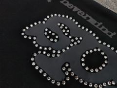 [ON SALE] Black Rhinestone Grey Slogan Star Wide Leg Pants