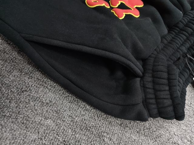 Black Red Outline Bubble Star Letter Sweat Shorts