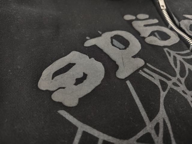 [On Sale] 1:1 Top Quality Black Tonal Grey Spider Web Full Zip Hoodie Jacket