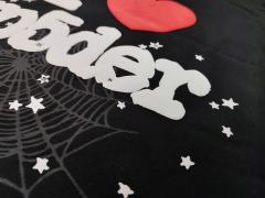 [On Sale] 1:1 Top Quality Black White I Love Sp5der Red Heart Spider Web Star Pullover Hoodie