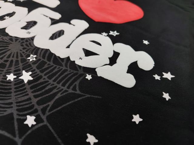 [On Sale] 1:1 Top Quality Black White I Love Sp5der Red Heart Spider Web Star Pullover Hoodie