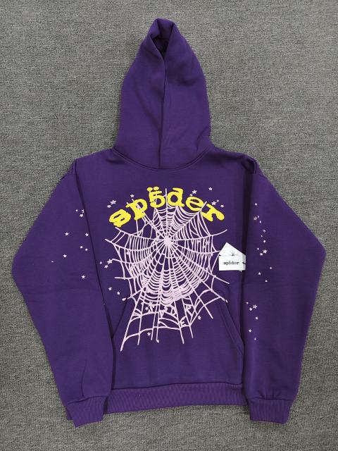 [On Sale] 1:1 Top Quality Purple Yellow Arch Pink Spider Web Star Pullover Hoodie