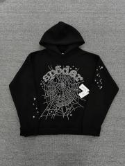 [On Sale] 1:1 Top Quality Black Full Crystal Rhinestone Spider Web Star Pullover Hoodie