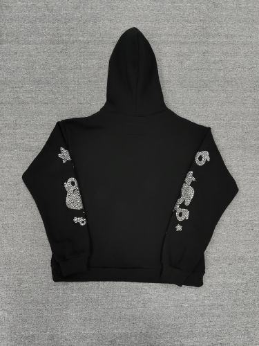 [On Sale] 1:1 Top Quality Black Full Rhinestone Star Arch Pullover Hoodie