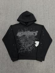 [On Sale] 1:1 Top Quality Black Rhinestone Grey Spider Web Star Pullover Hoodie