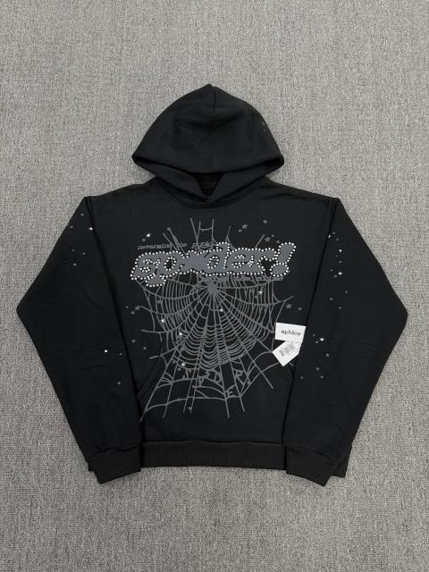 [On Sale] 1:1 Top Quality Black Rhinestone Grey Spider Web Star Pullover Hoodie