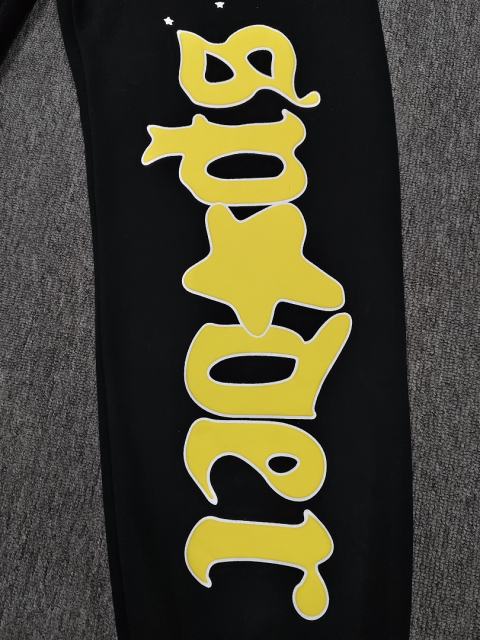 [ON SALE] Black Vertical Yellow Star-Integrated Logo Jogger Sweat Pants